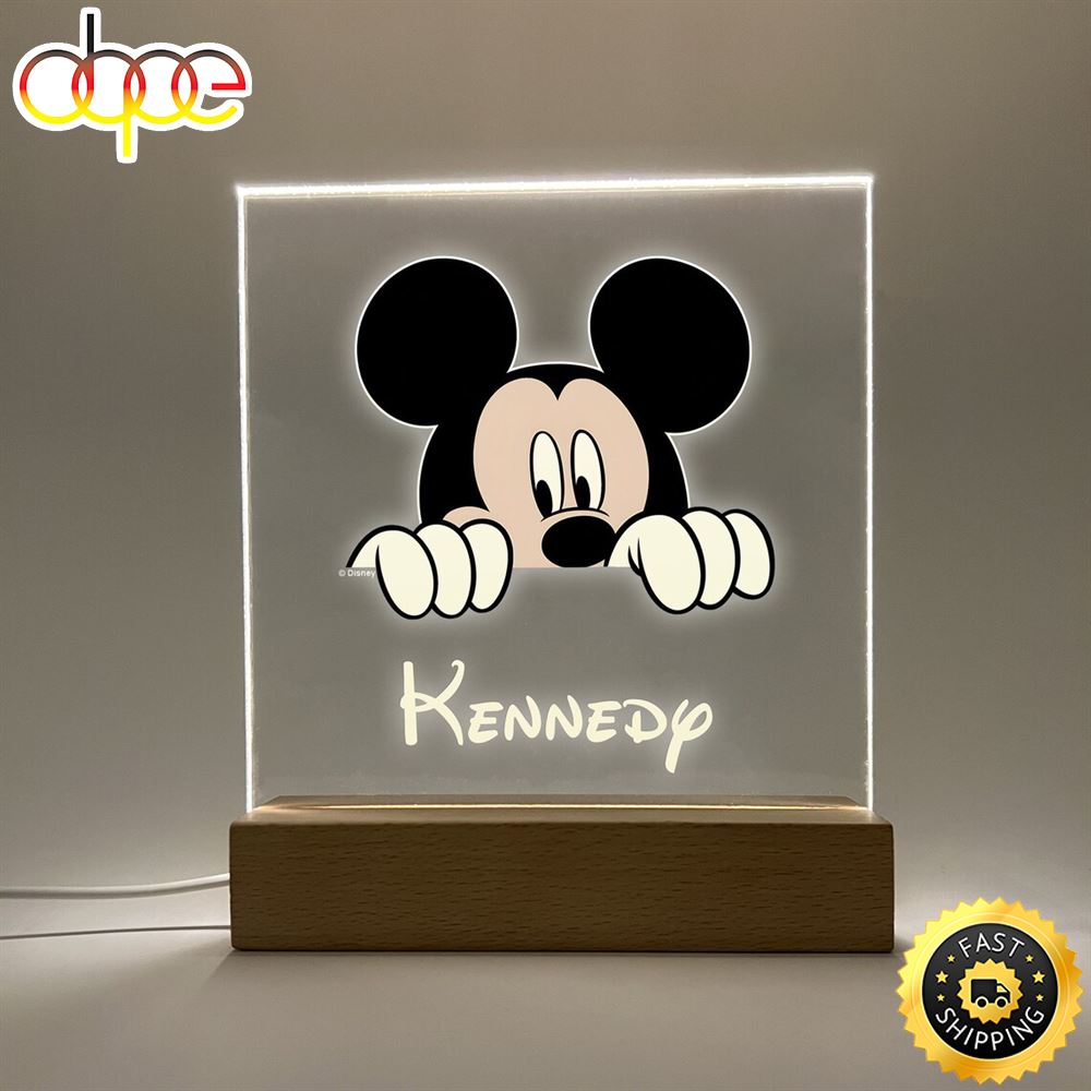 Mickey Mouse Night Light Up Table Desk Lamp Led Personalized Free Engraved Name Boys Girls