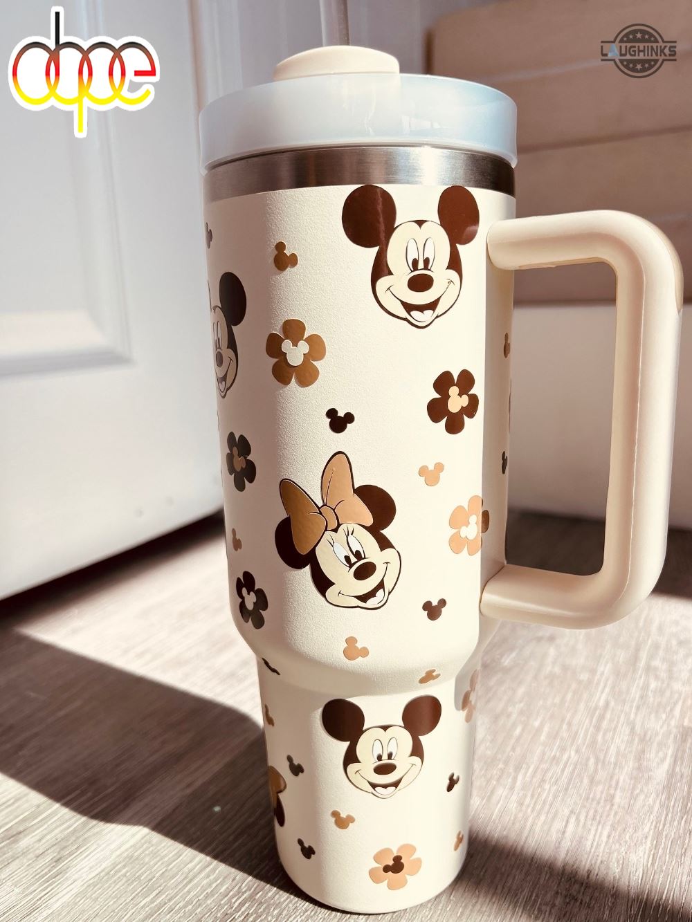 Mickey Tumbler With Minnie Mouse 40oz Stainless Steel Stanley Tumbler Dupe Cup With Handle 40 Oz Classic Disney Movie Gift