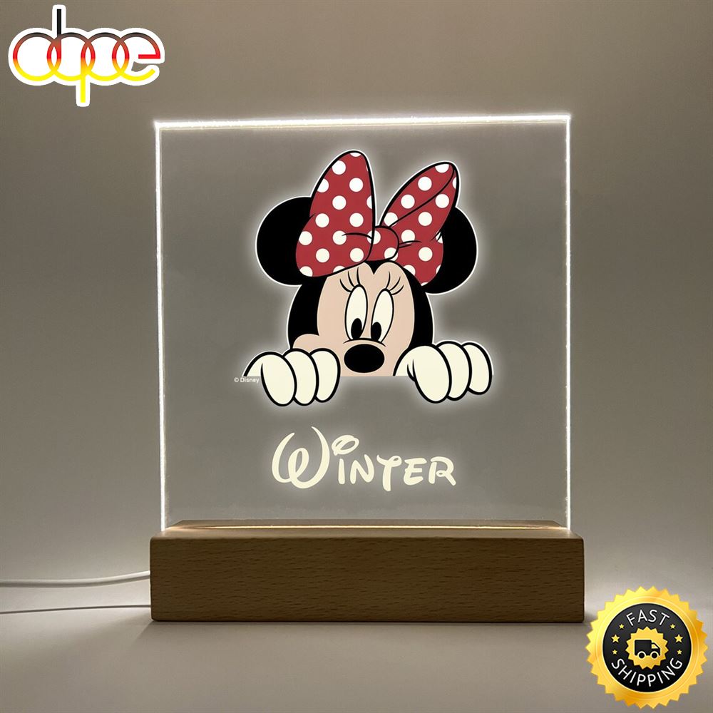 Minnie Mouse Princess Night Light Up Table Desk Lamp Led Personalized Free Engraved Name