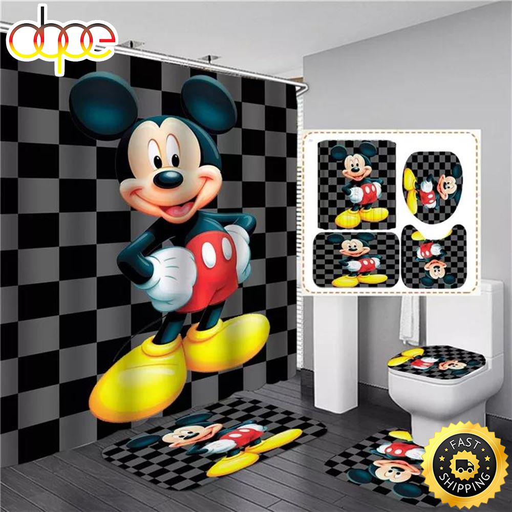 Model 2 Funny Mickey Mouse Bathroom Sets Shower Curtain Sets