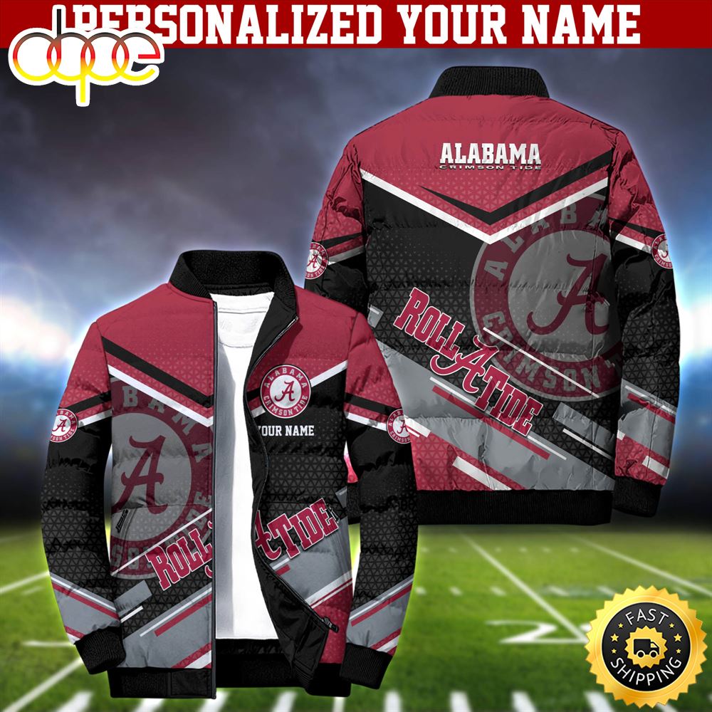 NCAA Alabama Crimson Tide Puffer Jacket Personalized Your Name