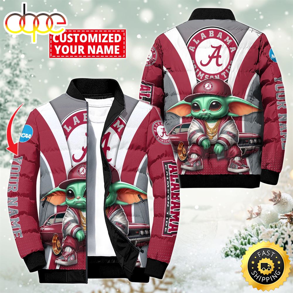 NCAA Alabama Crimson Tide Sport Baby Yoda Puffer Jacket For Fans