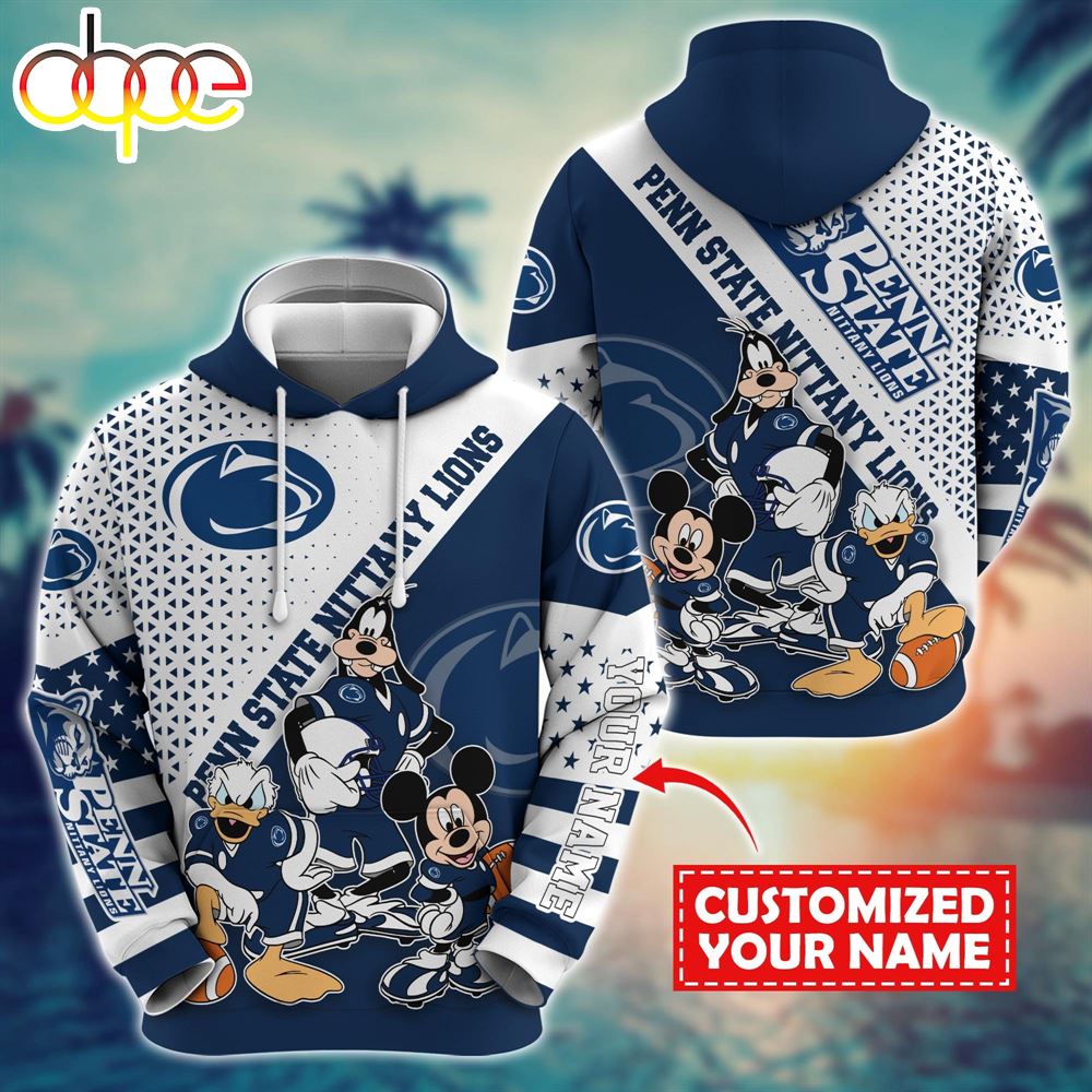 NCAA And Mickey Penn State Nittany Lions Character Cartoon Movie Custom Name Hoodie New Arrivals