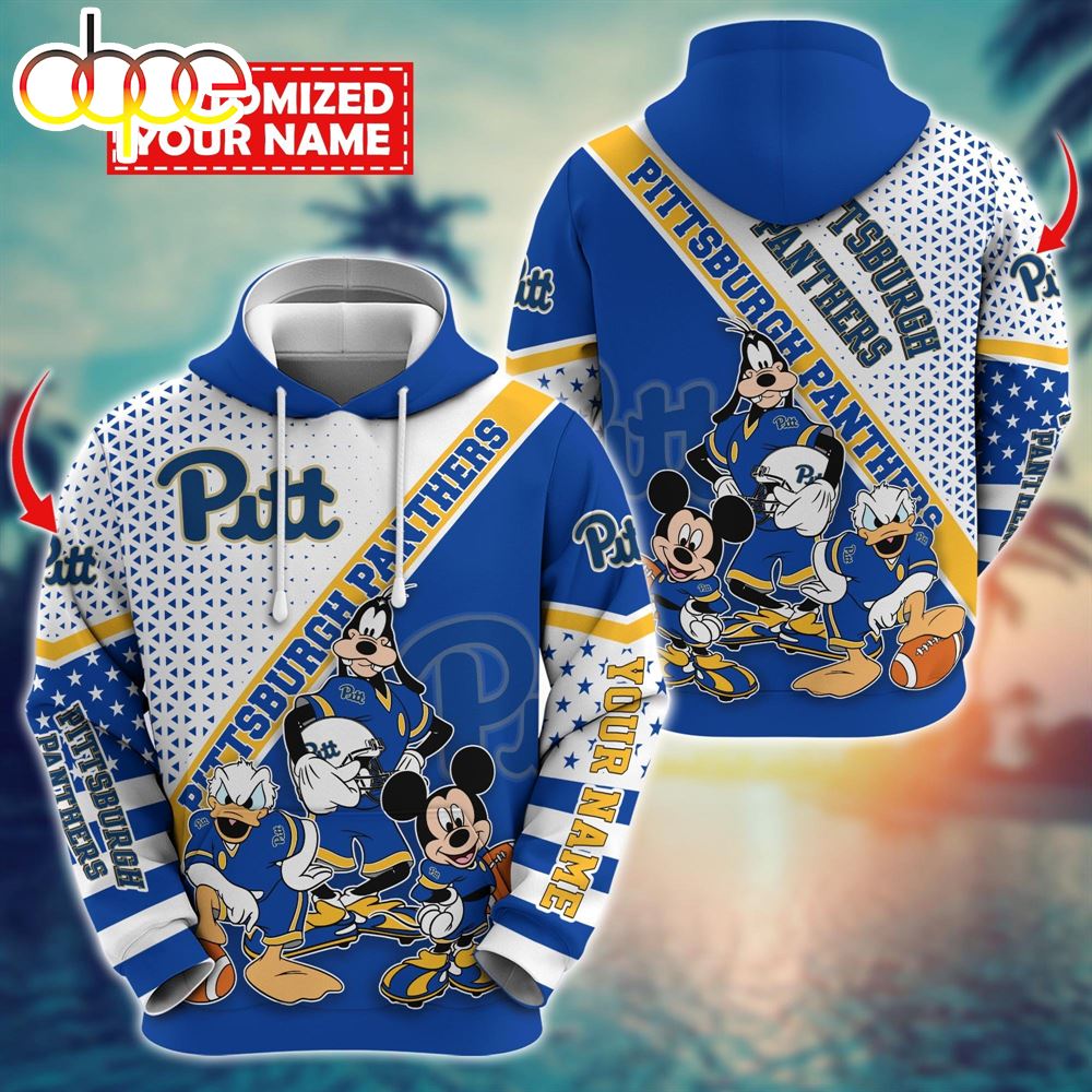 NCAA And Mickey Pittsburgh Panthers Character Cartoon Movie Custom Name Hoodie New Arrivals