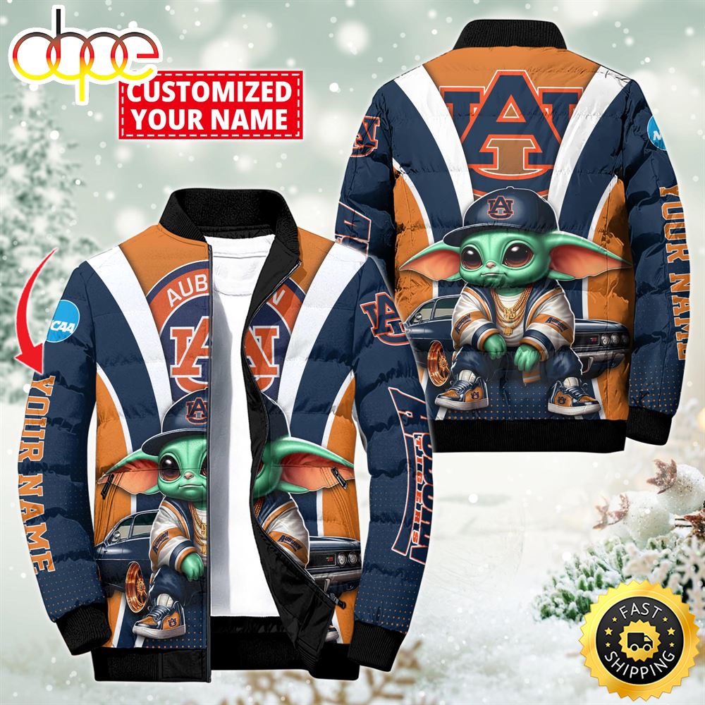 NCAA Auburn Tigers Sport Baby Yoda Puffer Jacket For Fans