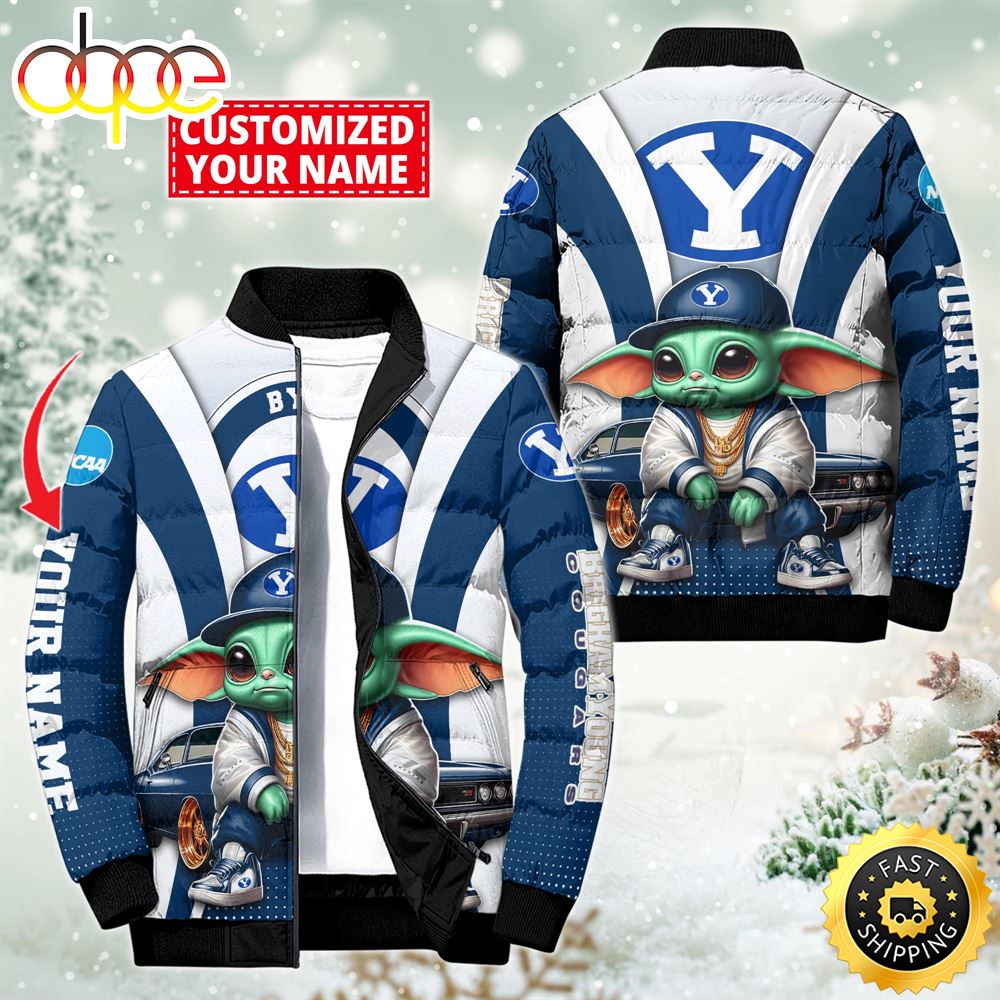 NCAA BYU Cougars Sport Baby Yoda Puffer Jacket For Fans