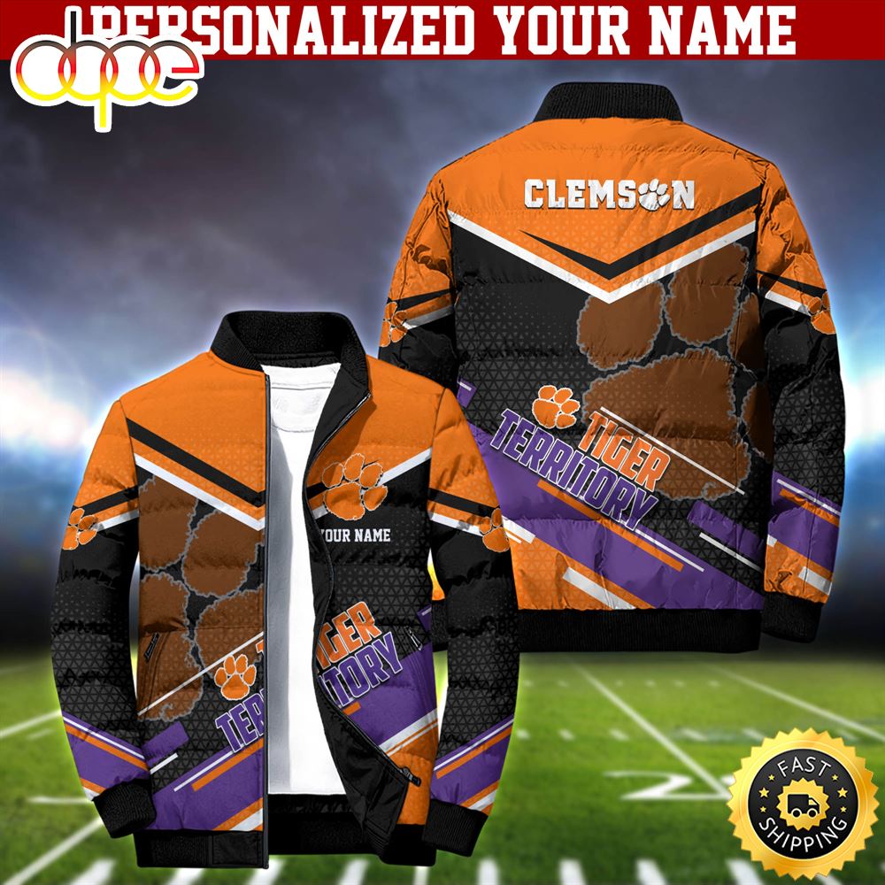 NCAA Clemson Tigers Puffer Jacket Personalized Your Name