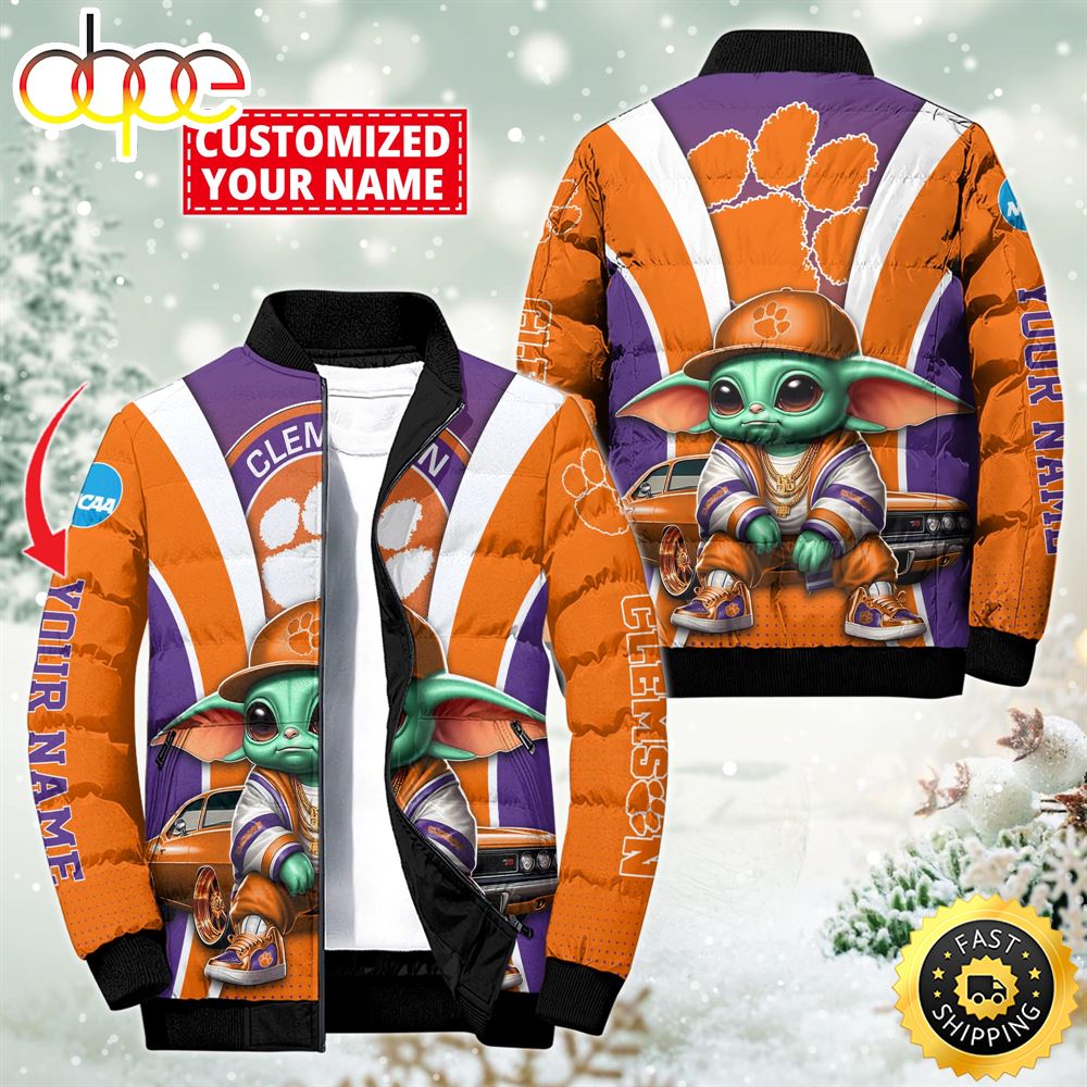 NCAA Clemson Tigers Sport Baby Yoda Puffer Jacket For Fans