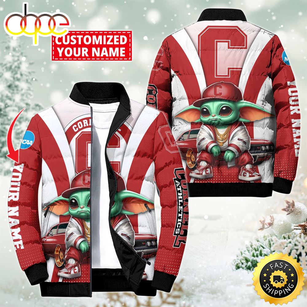 NCAA Cornell Big Red Sport Baby Yoda Puffer Jacket For Fans