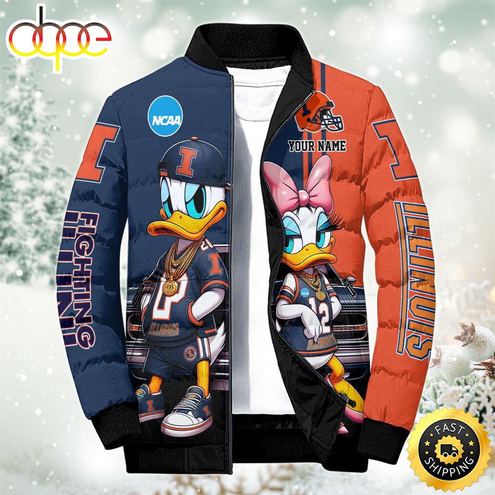 NCAA Disney Illinois Fighting Illini Sport Puffer Jacket For Fans Custom Puffer Jacket