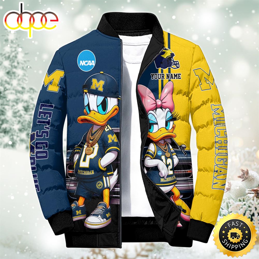 NCAA Disney Michigan Wolverines Sport Puffer Jacket For Fans Custom Puffer Jacket