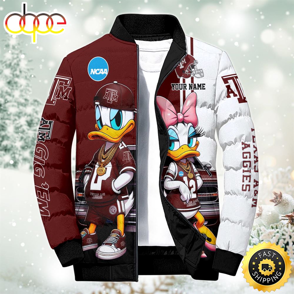 NCAA Disney Texas AampM Aggies Sport Puffer Jacket For Fans Custom Puffer Jacket