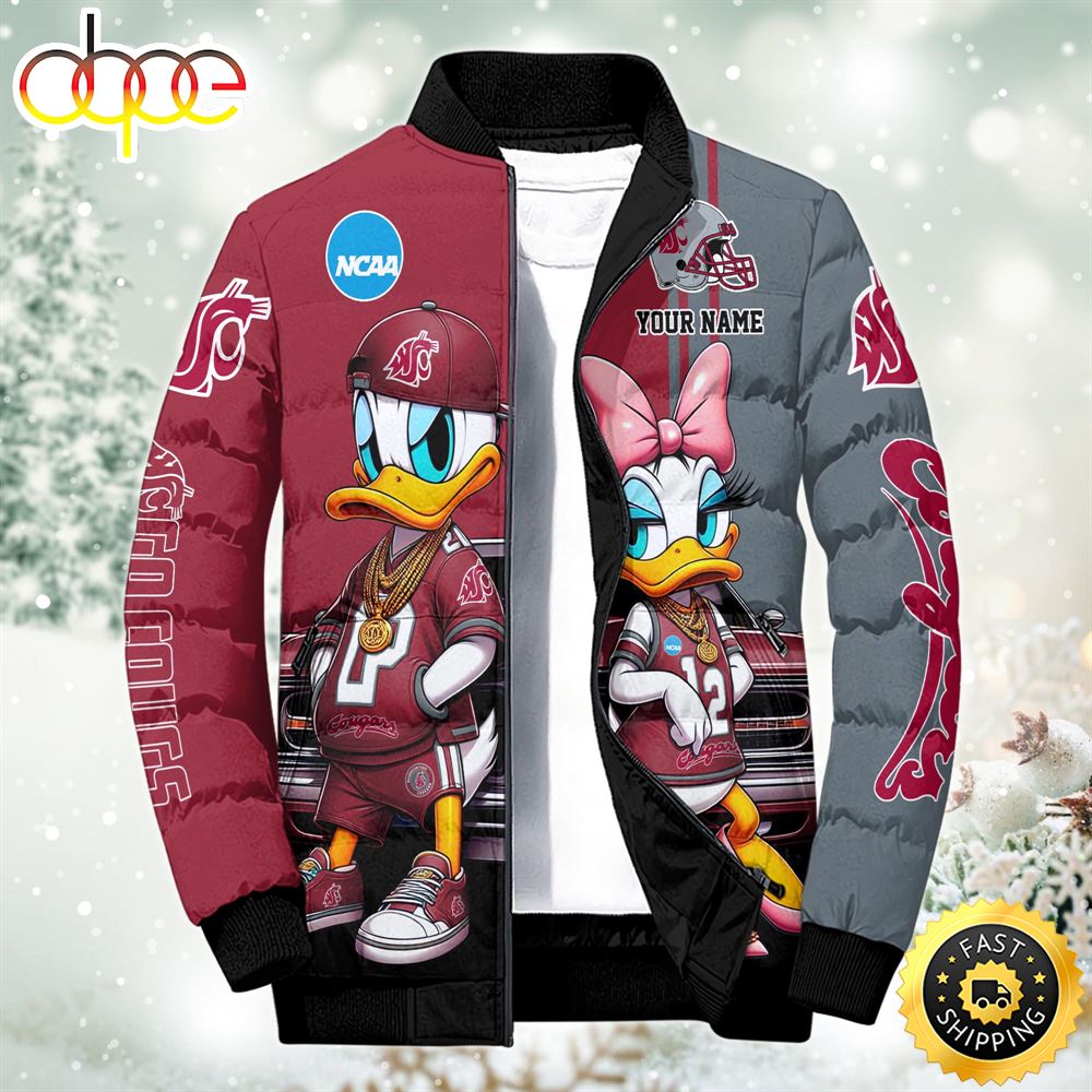 NCAA Disney Washington State Cougars Sport Puffer Jacket For Fans Custom Puffer Jacket