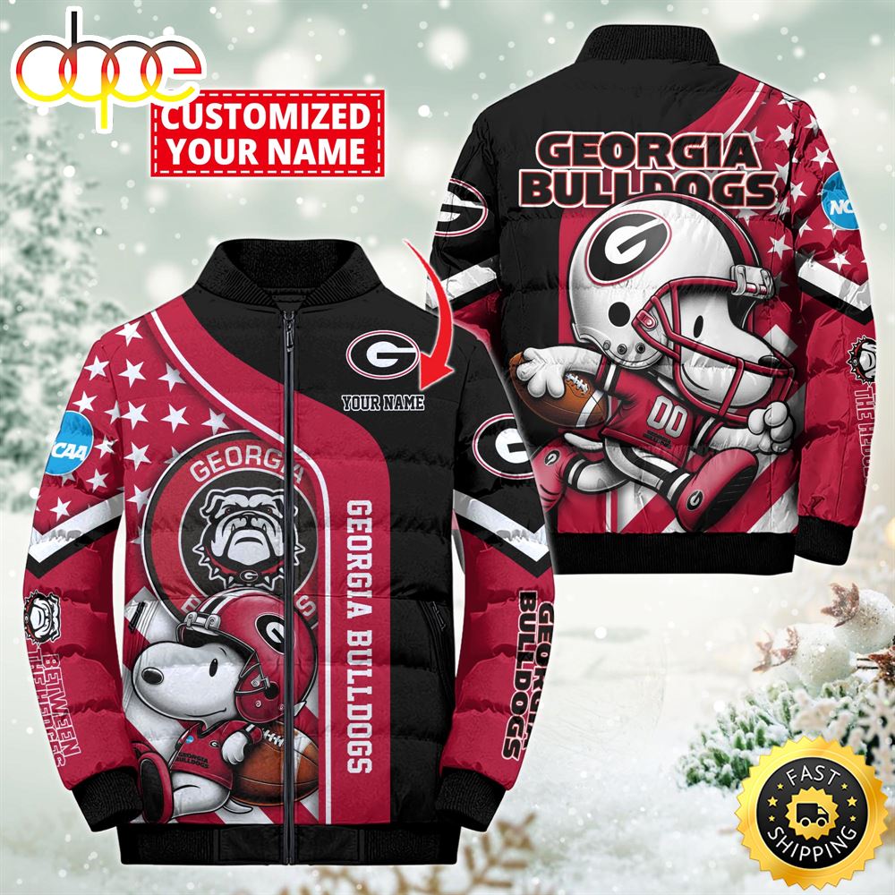 NCAA Georgia Bulldogs Snoopy Puffer Jacket Custom
