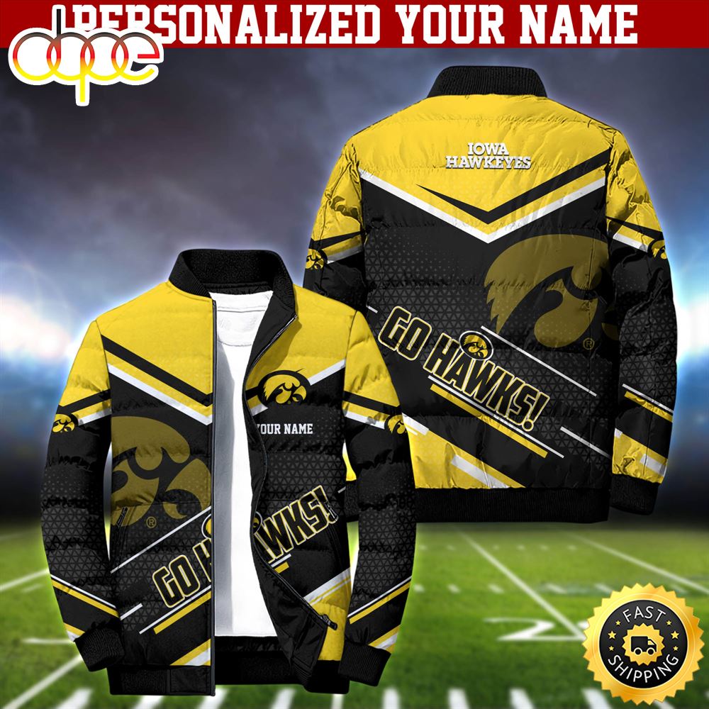 NCAA Iowa Hawkeyes Puffer Jacket Personalized Your Name