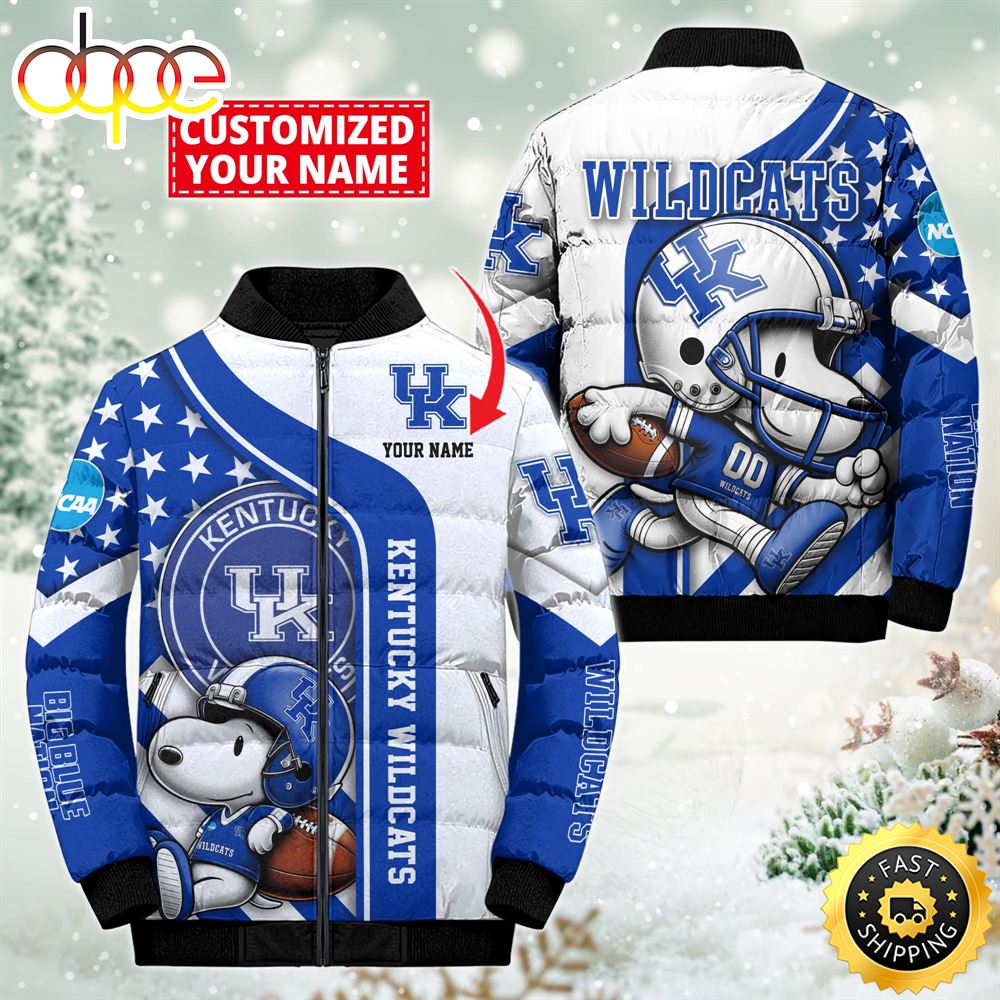 NCAA Kentucky Wildcats Snoopy Puffer Jacket Custom