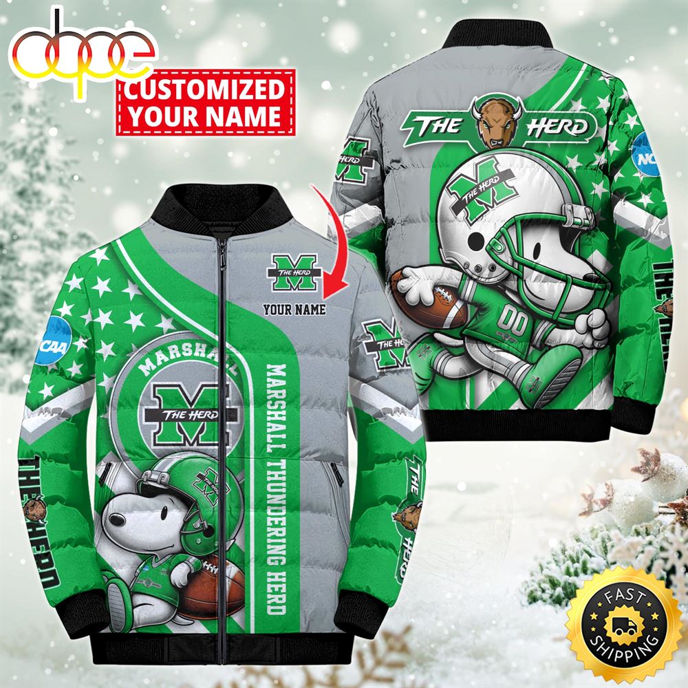 NCAA Marshall Thundering Herd Snoopy Puffer Jacket Custom