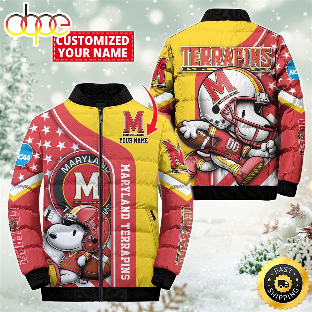 NCAA Maryland Terrapins Snoopy Puffer Jacket Custom