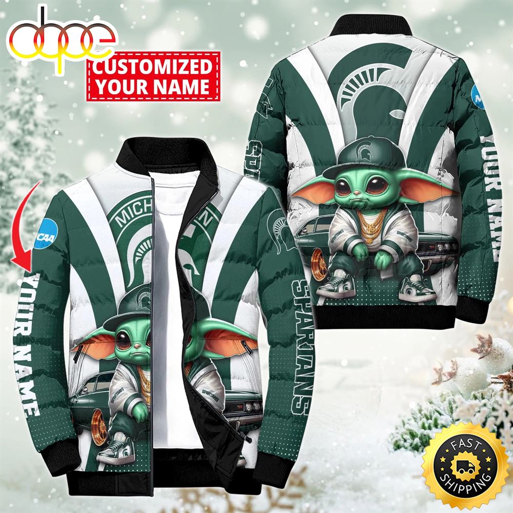 NCAA Michigan State Spartans Sport Baby Yoda Puffer Jacket For Fans