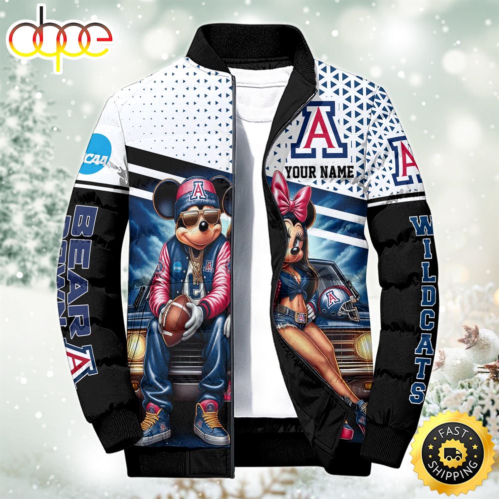NCAA Mickey And Minnie Mouse Arizona Wildcats Puffer Jacket Custom