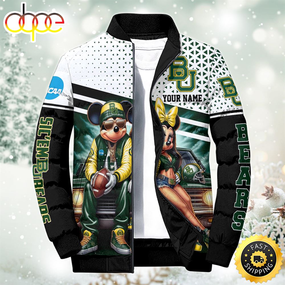 NCAA Mickey And Minnie Mouse Baylor Bears Puffer Jacket Custom
