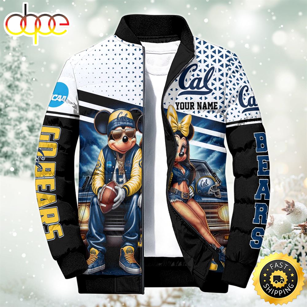 NCAA Mickey And Minnie Mouse California Golden Bears Puffer Jacket Custom
