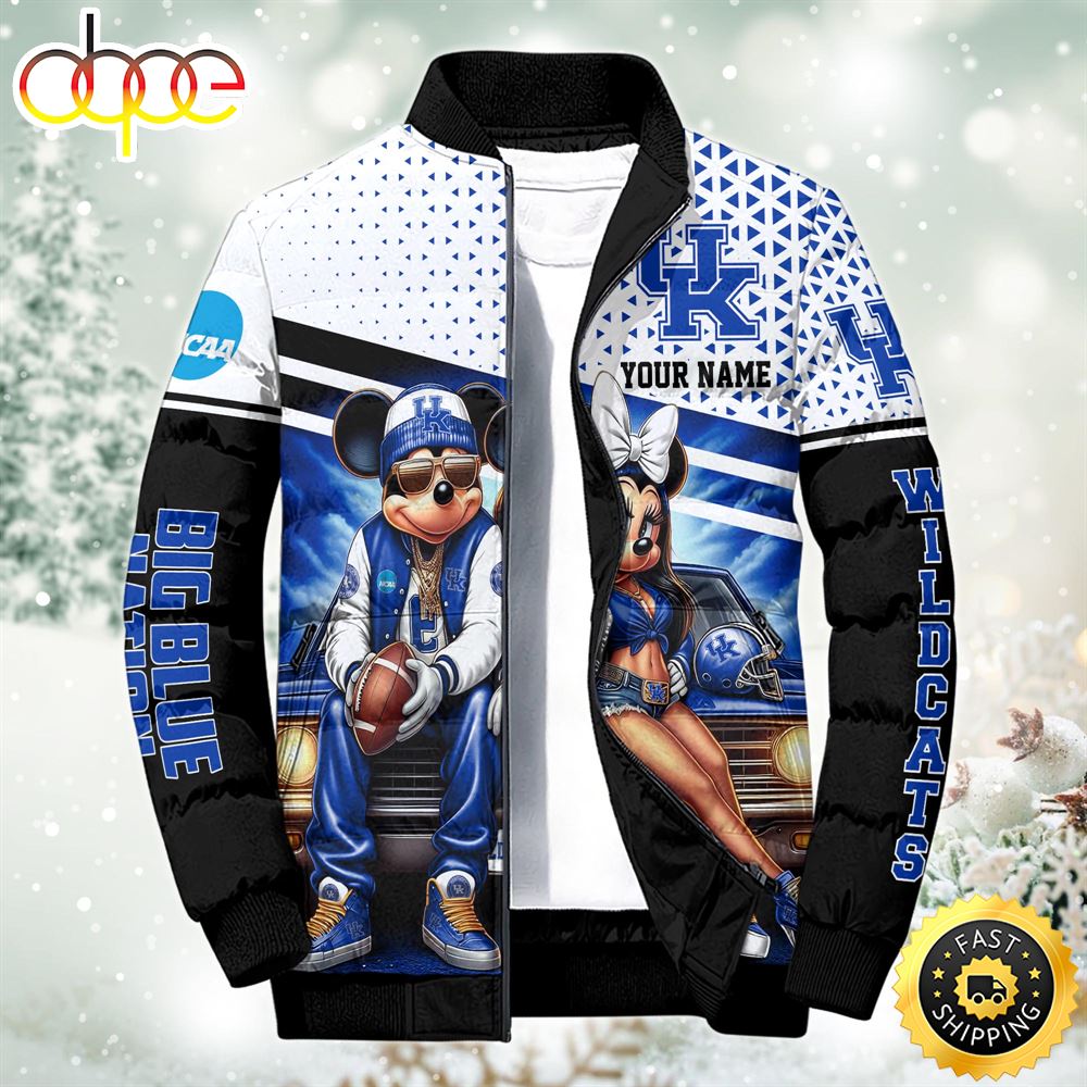 NCAA Mickey And Minnie Mouse Kentucky Wildcats Puffer Jacket Custom