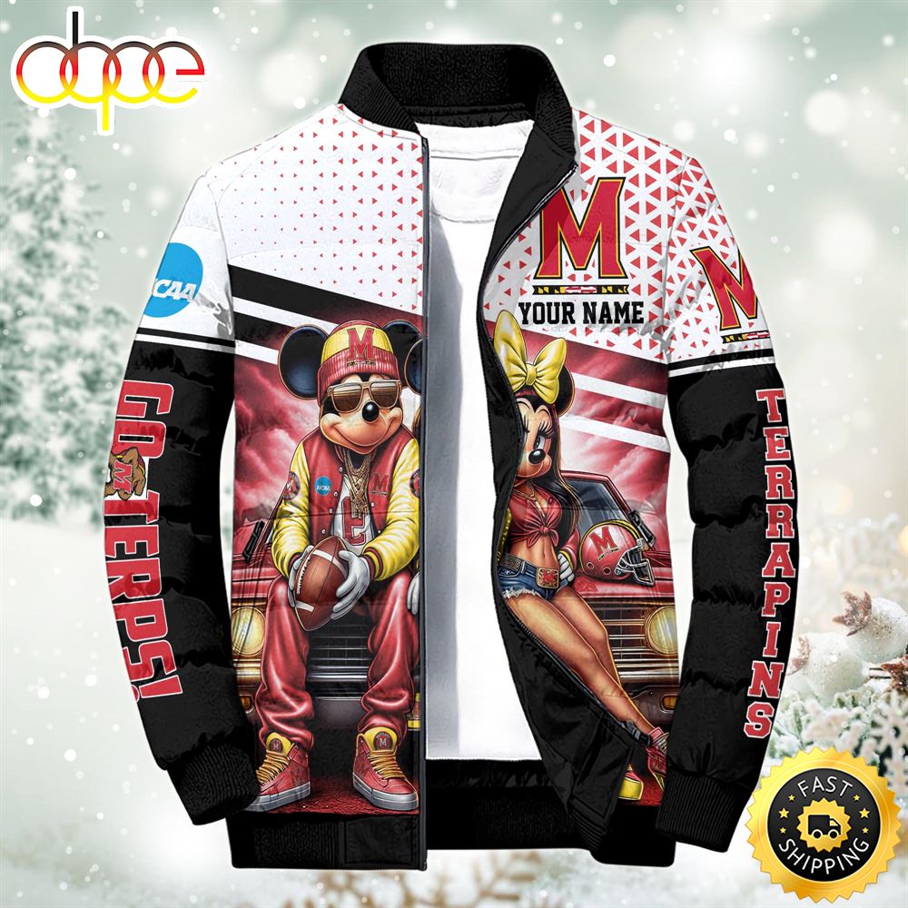 NCAA Mickey And Minnie Mouse Maryland Terrapins Puffer Jacket Custom