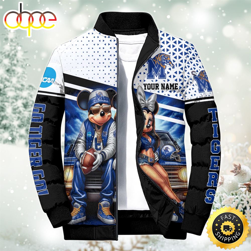 NCAA Mickey And Minnie Mouse Memphis Tigers Puffer Jacket Custom