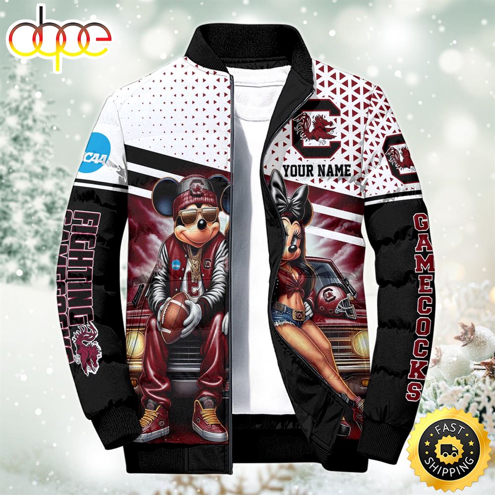 NCAA Mickey And Minnie Mouse South Carolina Gamecocks Puffer Jacket Custom