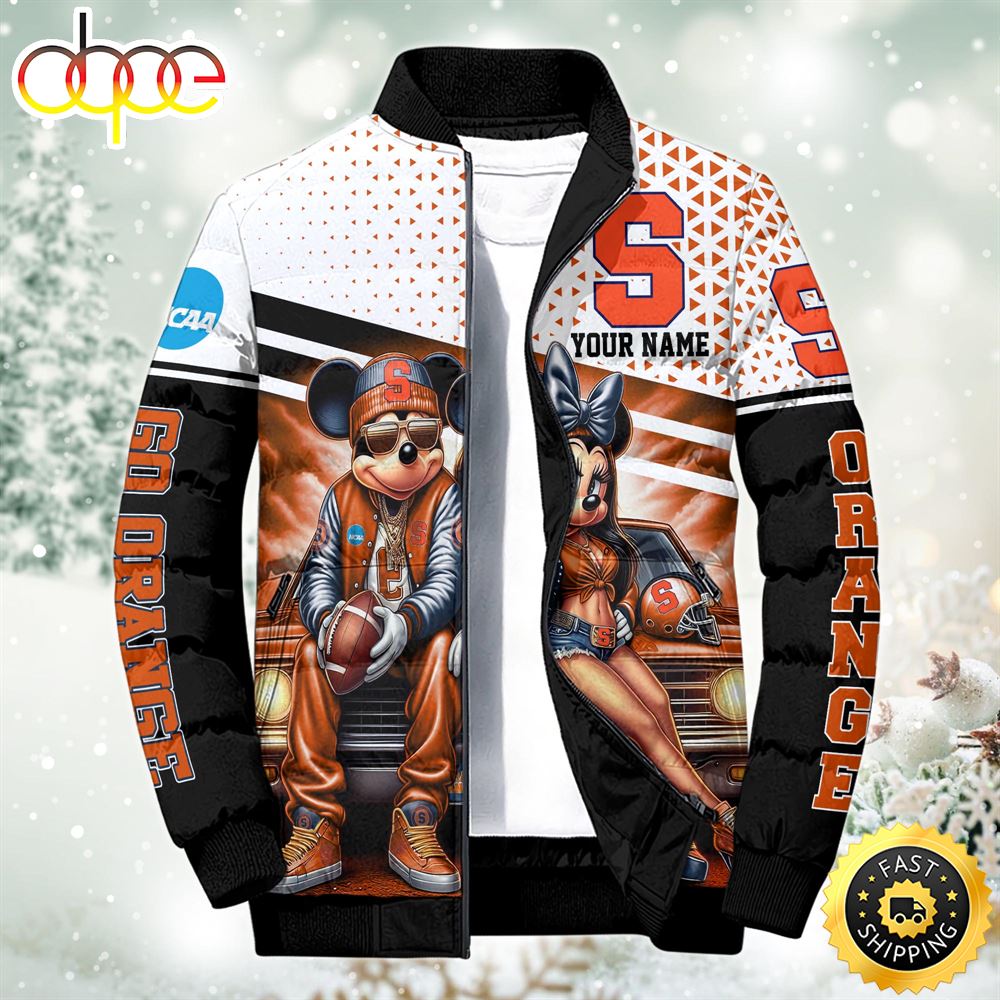 NCAA Mickey And Minnie Mouse Syracuse Orange Puffer Jacket Custom