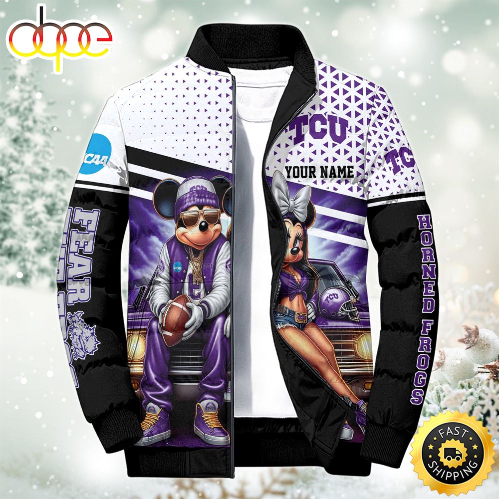 NCAA Mickey And Minnie Mouse TCU Horned Frogs Puffer Jacket Custom