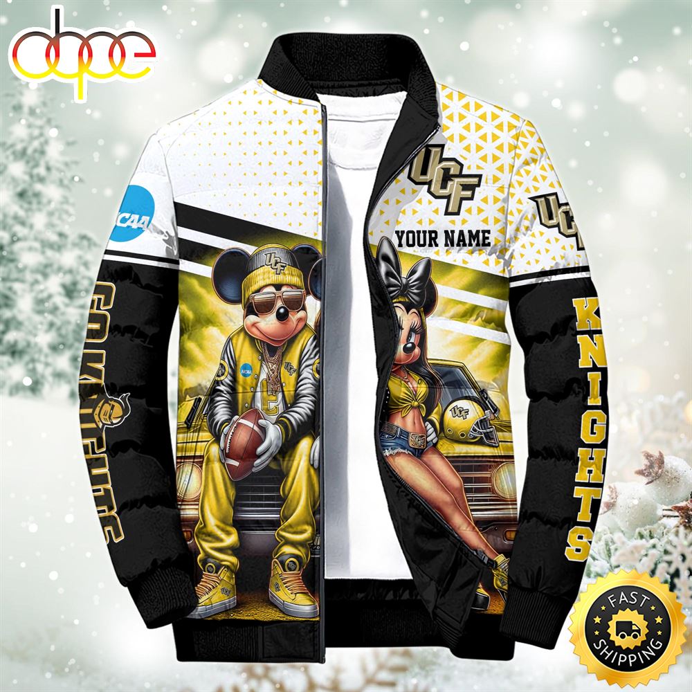 NCAA Mickey And Minnie Mouse UCF Knights Puffer Jacket Custom