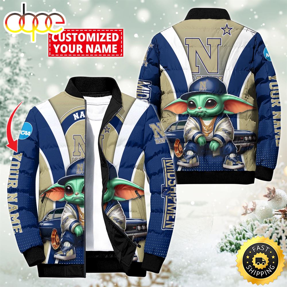 NCAA Navy Midshipmen Sport Baby Yoda Puffer Jacket For Fans