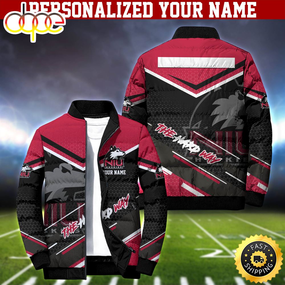 NCAA Northern Illinois Huskies Puffer Jacket Personalized Your Name