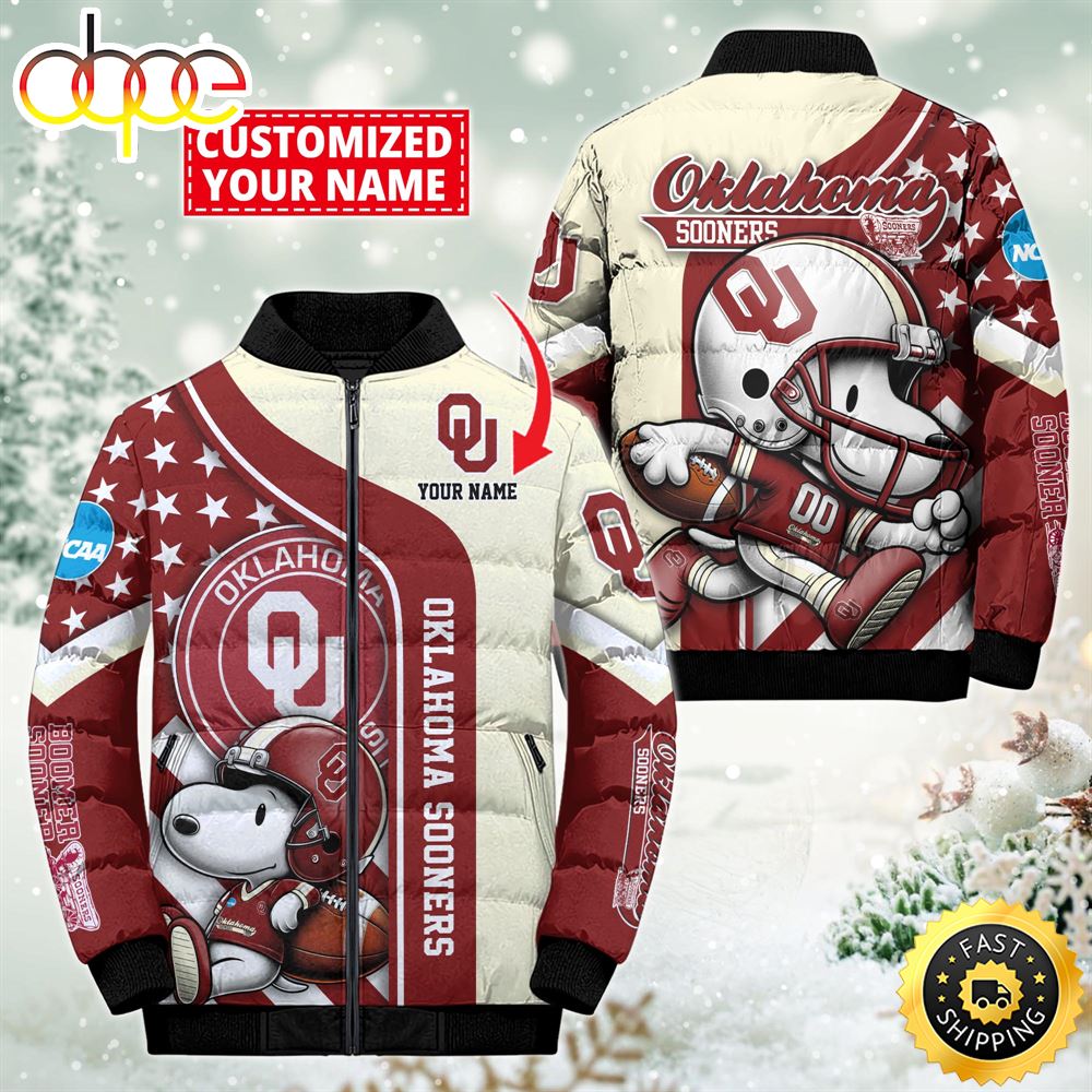 NCAA Oklahoma Sooners Snoopy Puffer Jacket Custom