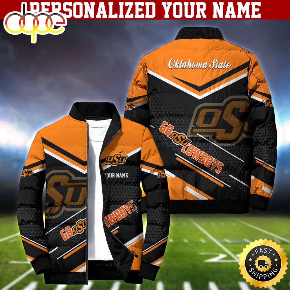 NCAA Oklahoma State Cowboys Puffer Jacket Personalized Your Name