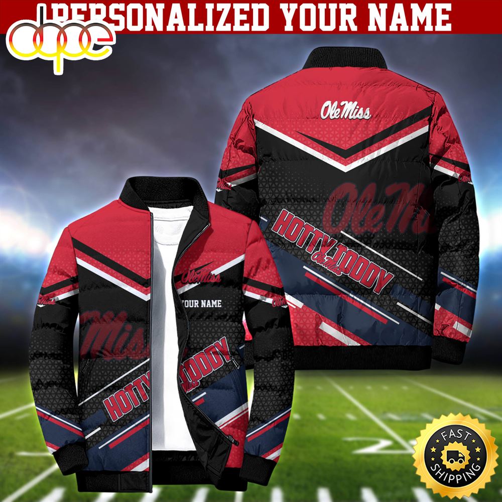 NCAA Ole Miss Rebels Puffer Jacket Personalized Your Name