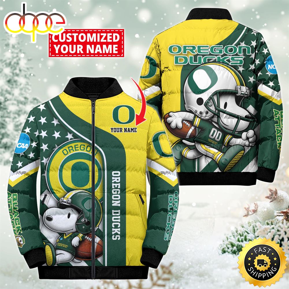 NCAA Oregon Ducks Snoopy Puffer Jacket Custom