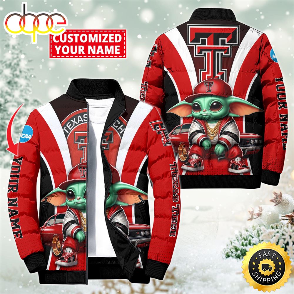 NCAA Texas Tech Red Raiders Sport Baby Yoda Puffer Jacket For Fans