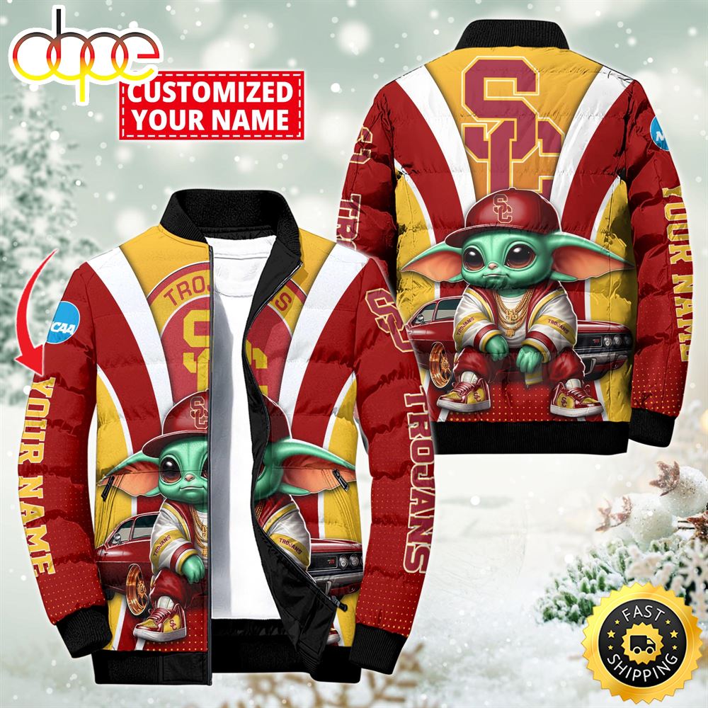 NCAA USC Trojans Sport Baby Yoda Puffer Jacket For Fans