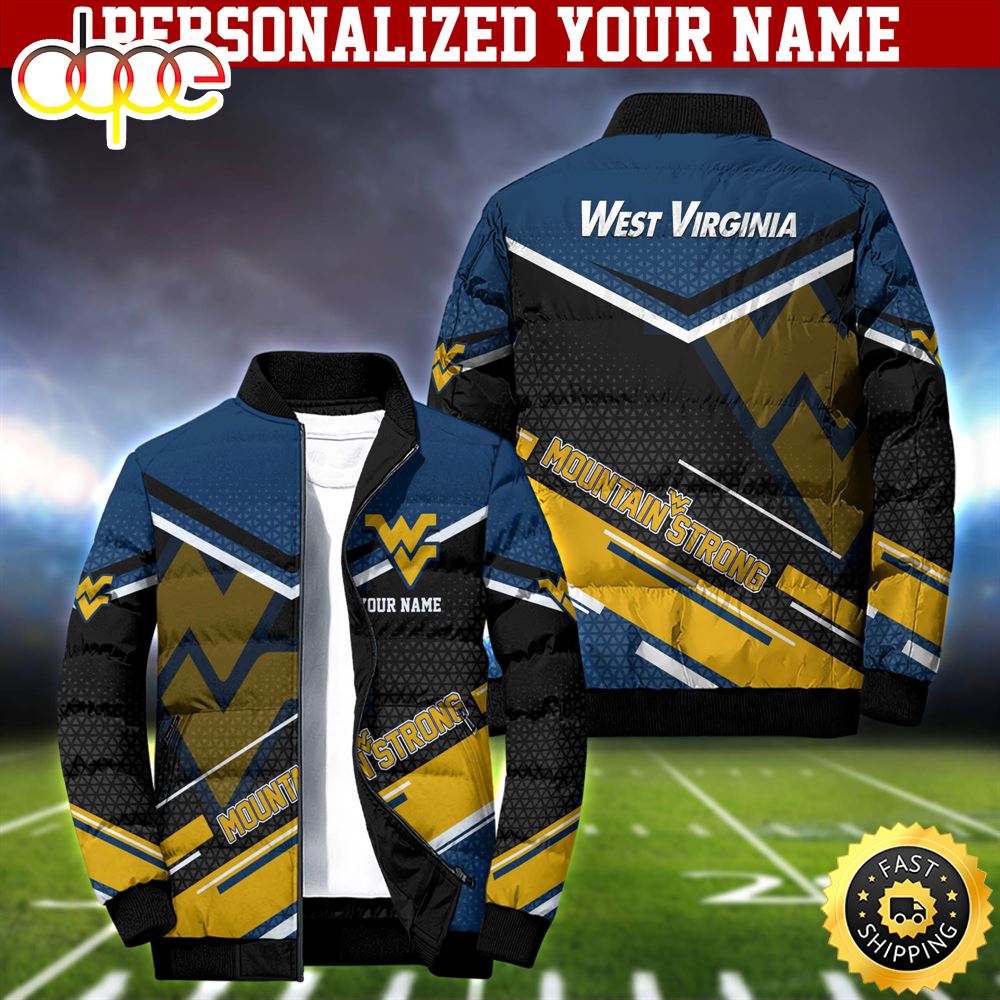 NCAA West Virginia Mountaineers Puffer Jacket Personalized Your Name