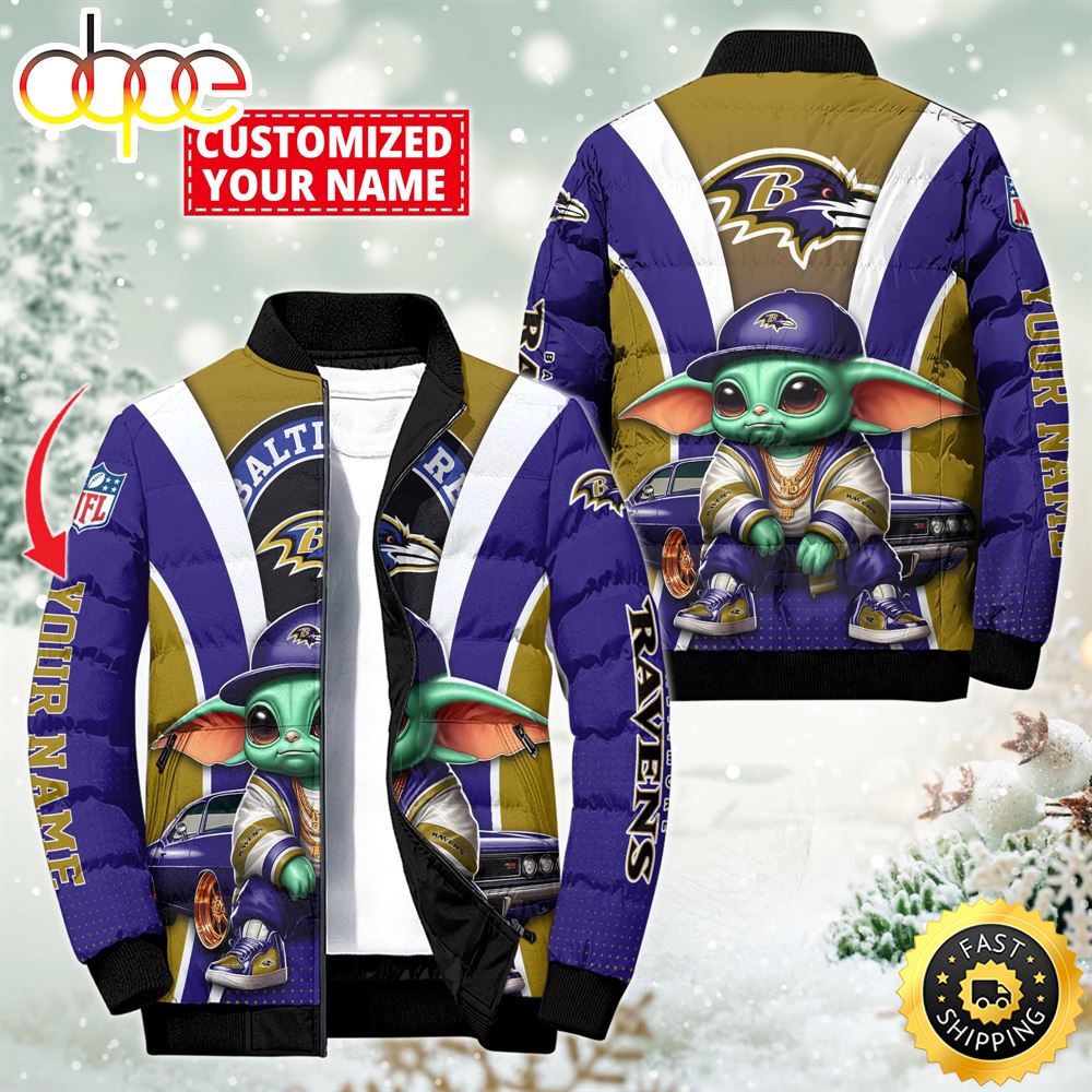 NFL Baltimore Ravens Baby Yoda Puffer Jacket For Fans