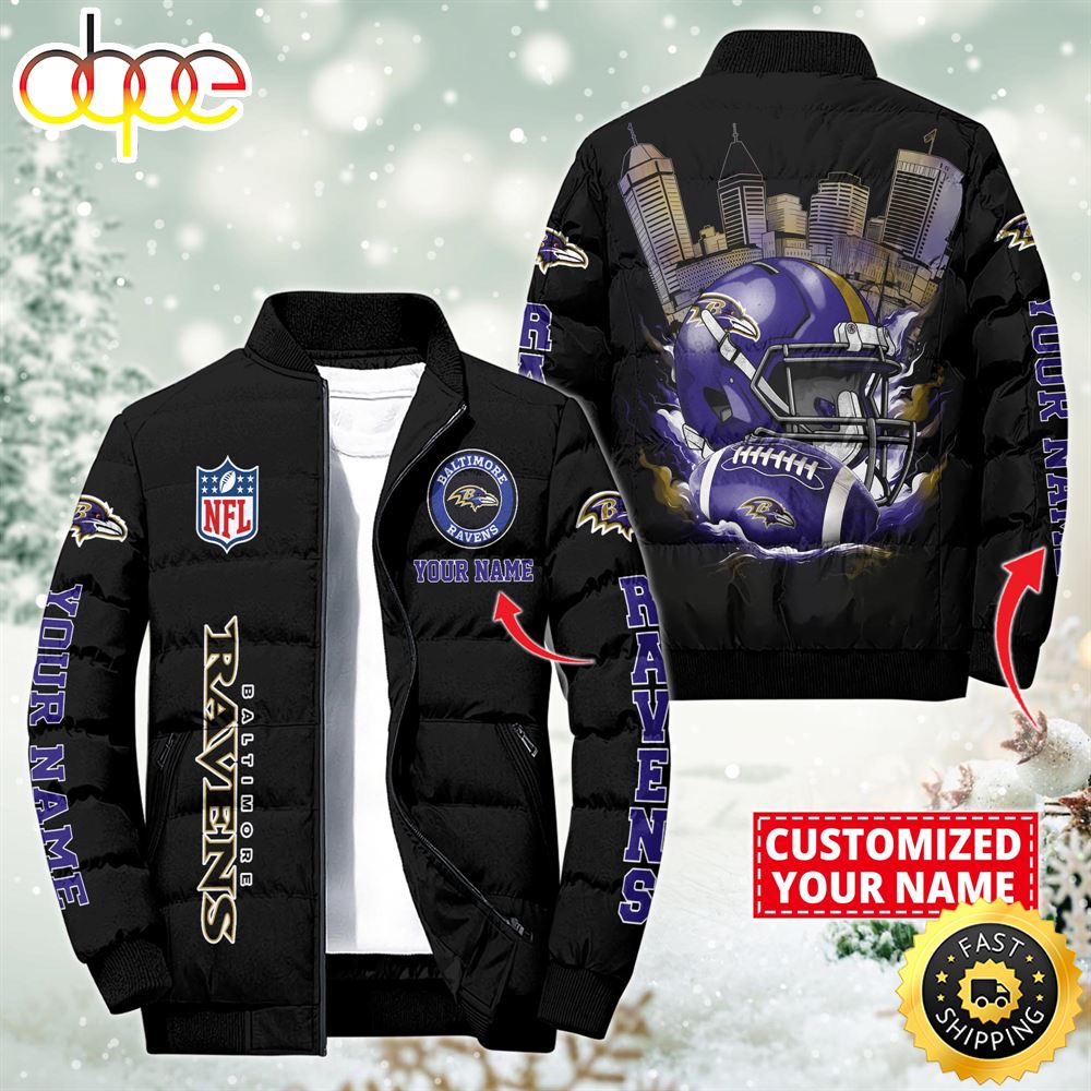 NFL Baltimore Ravens City Puffer Jacket Custom Name