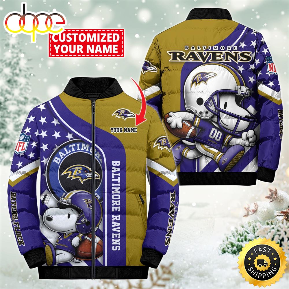 NFL Baltimore Ravens Snoopy Puffer Jacket Custom