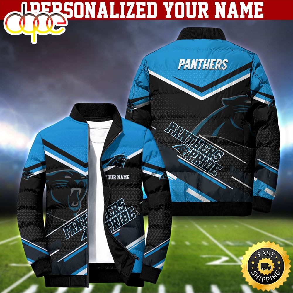 NFL Carolina Panthers Puffer Jacket Personalized Your Name