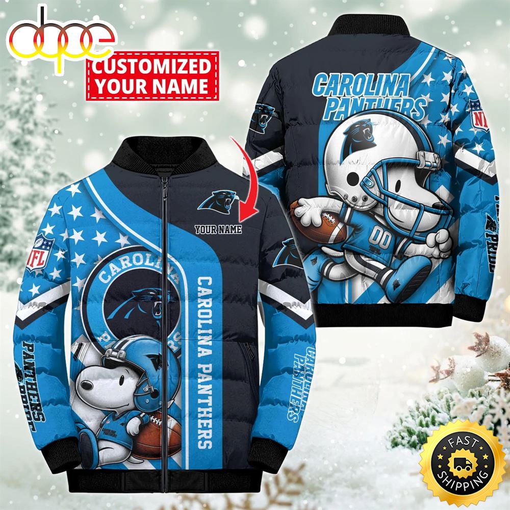NFL Carolina Panthers Snoopy Puffer Jacket Custom