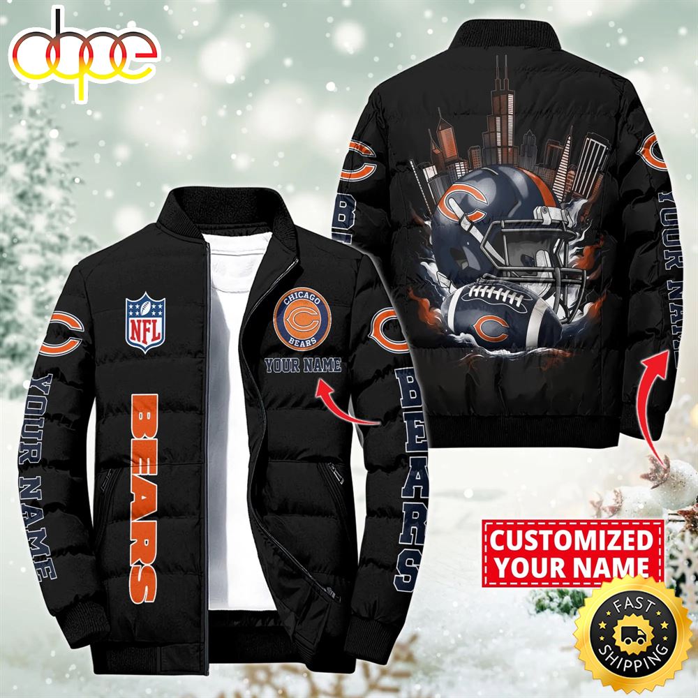 NFL Chicago Bears City Puffer Jacket Custom Name