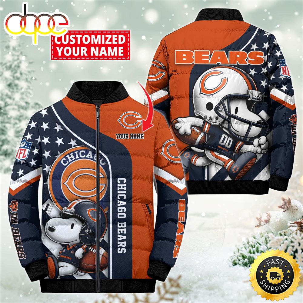 NFL Chicago Bears Snoopy Puffer Jacket Custom