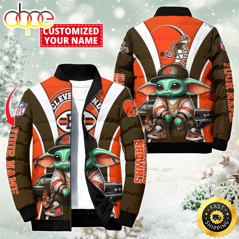 NFL Cleveland Browns Baby Yoda Puffer Jacket For Fans